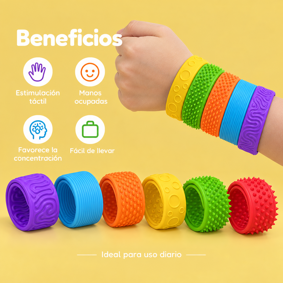 Pulseras Sensoriales Texturizadas Antiestrés