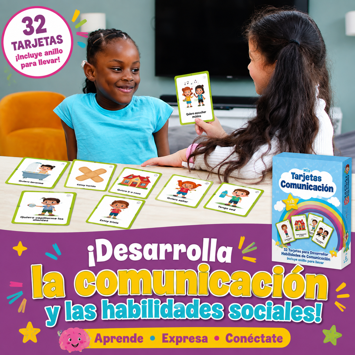 Tarjetas Visuales de Comunicación para Niños – 32 Tarjetas de Apoyo