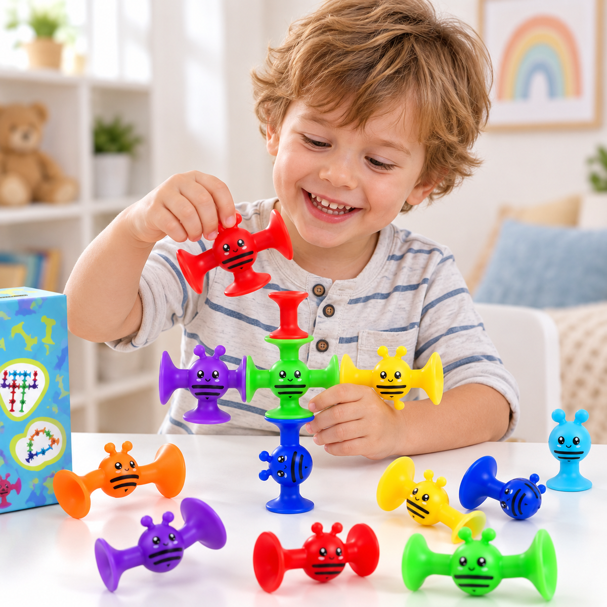 Abejitas Sensoriales con Ventosa– Juego de Construcción