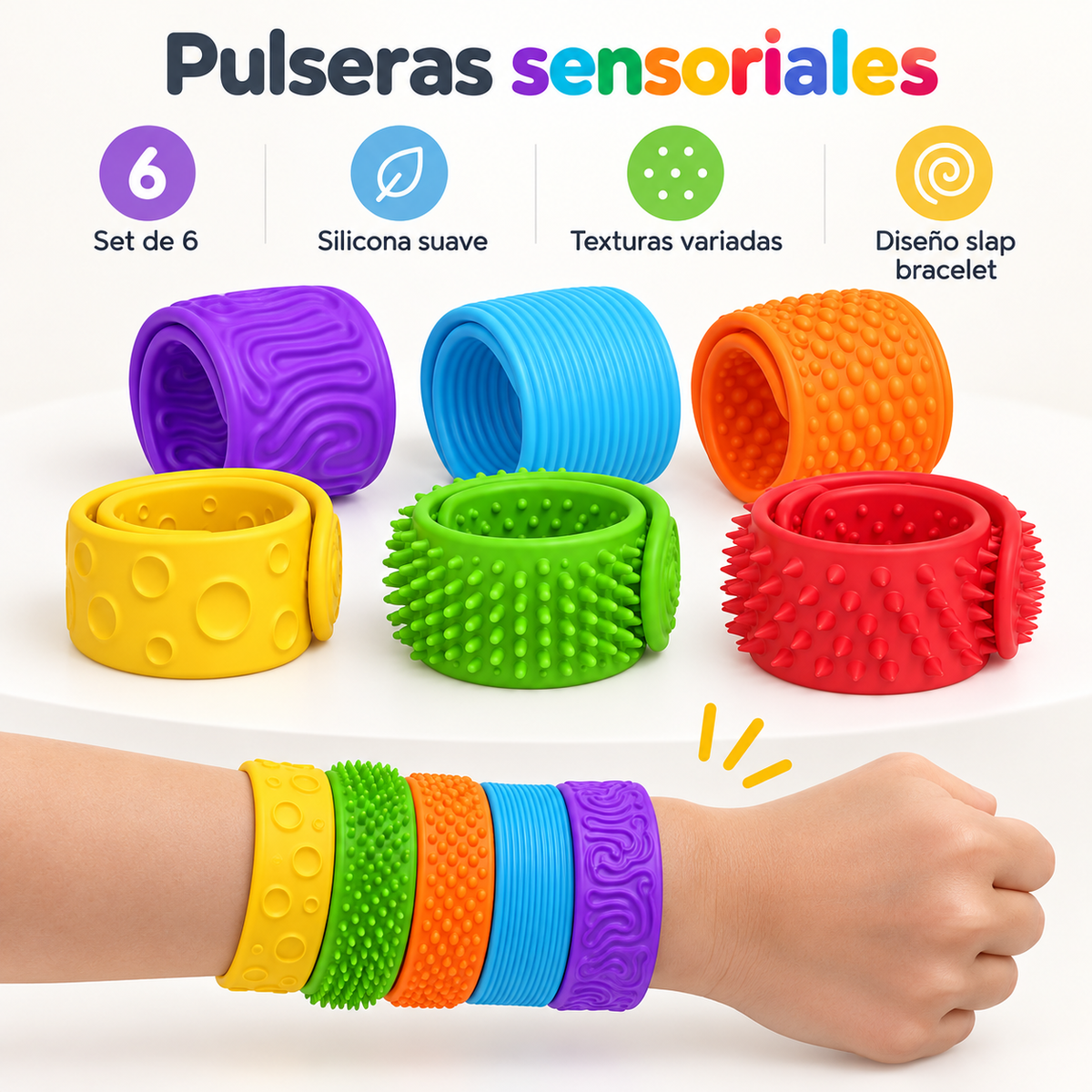 Pulseras Sensoriales Texturizadas Antiestrés