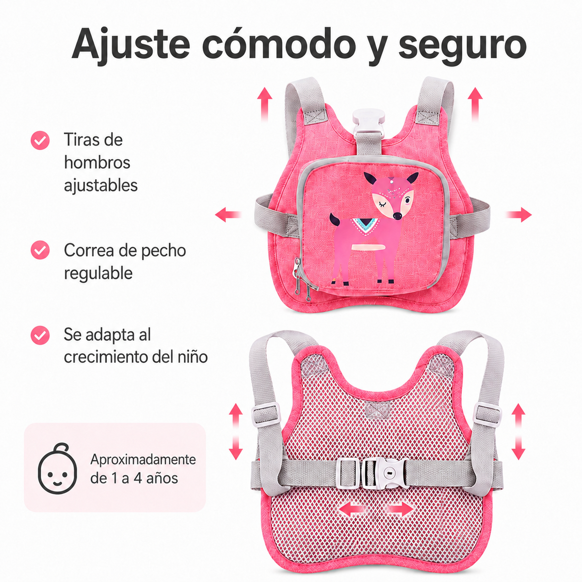 Arnés de Seguridad Infantil 2 en 1 con Mochila y Pulsera de Seguridad Ajustable