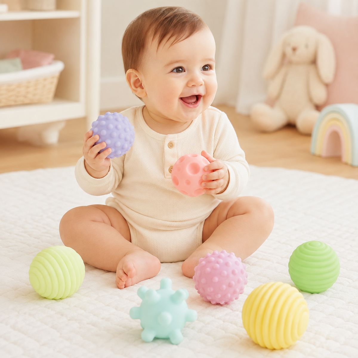 Set de 6 Pelotas Sensoriales para Bebés y Niños