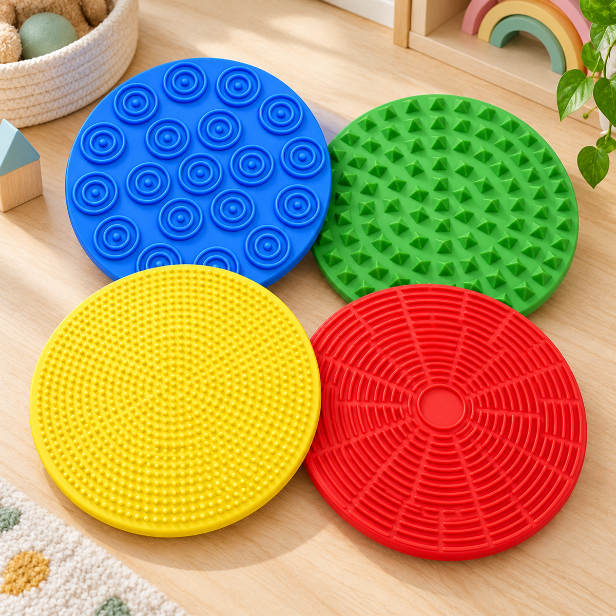 Tapetes Sensoriales Táctiles de Silicona – Set de 4